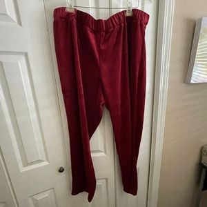 Plus Size Burgundy Velour Pants